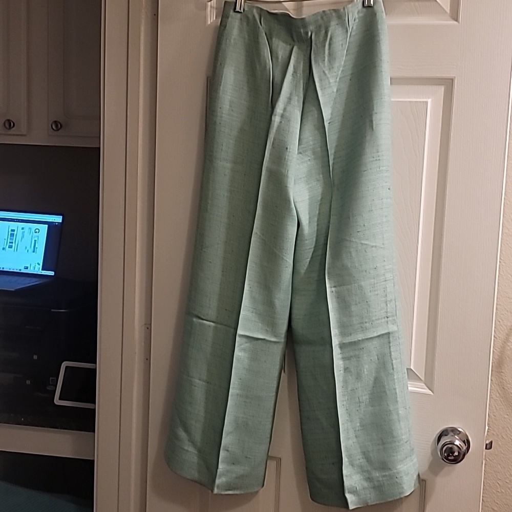 Vintage Light Green Or Aqua Wide Leg Linen Pants Sz 2 - Picture 4 of 6